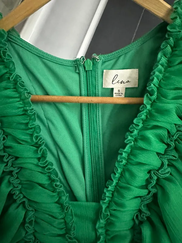 Lena Green Ruffled Fit and Flare Dress (from boutique) - Image 3