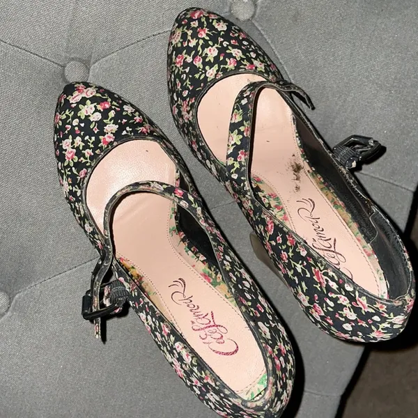 Y2K Cece Lamour wood heels chunky ditzy floral - Image 7