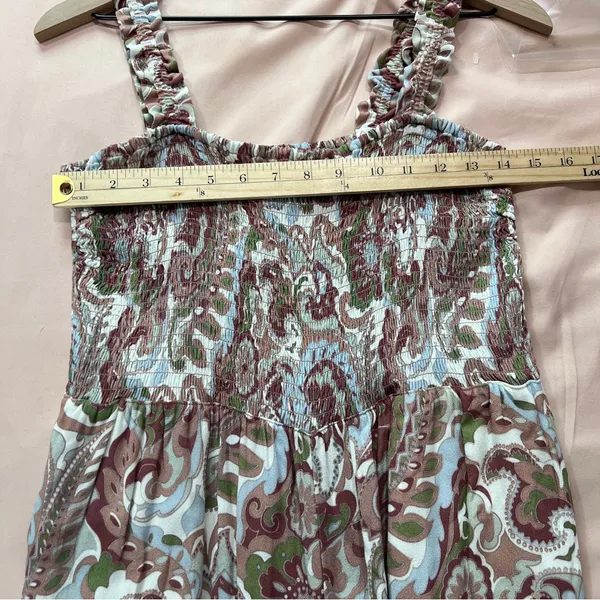 Aritzia Wilfred Chianti Jumpsuit Smocked Wide Leg Multicolor Paisley Print Crepe - Image 15