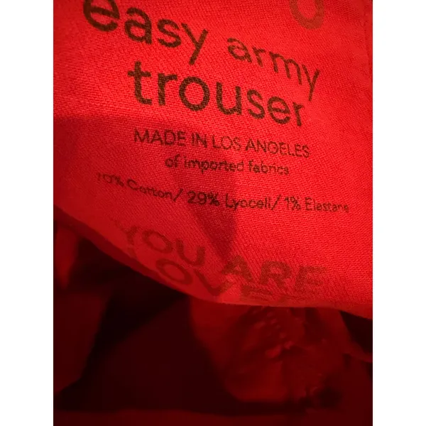 AMO Easy‎ Army Trouser Women 29 Red Raw Hem Patch Pocket Straight Leg Preppy - Image 12