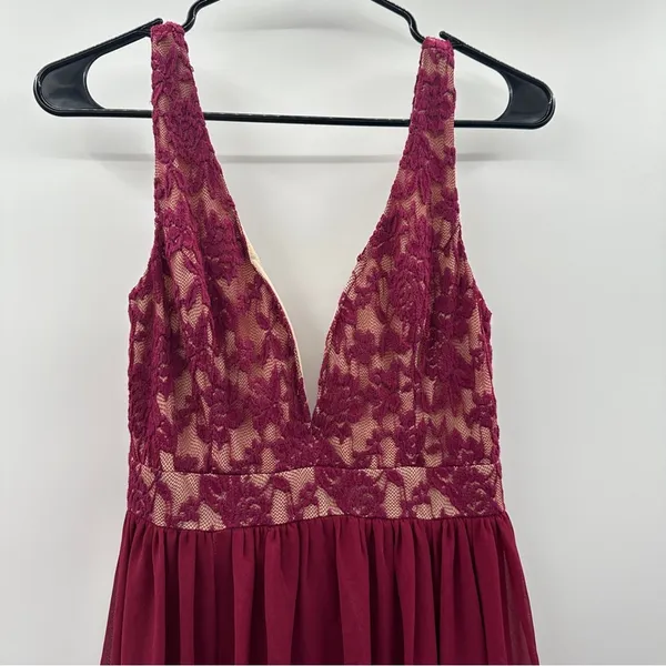 Lulus Make Way For Wonderful Berry‎ Red Lace Sleeveless Maxi Dress Size S - Image 4