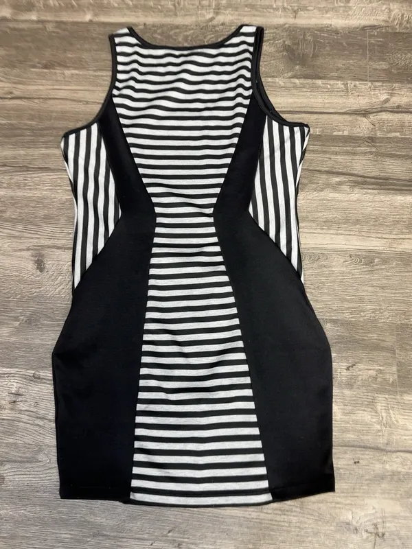 NWT 2B Bebe Women’s XL Black & White Striped Colorblock Bodycon Tank Dress USA - Image 4