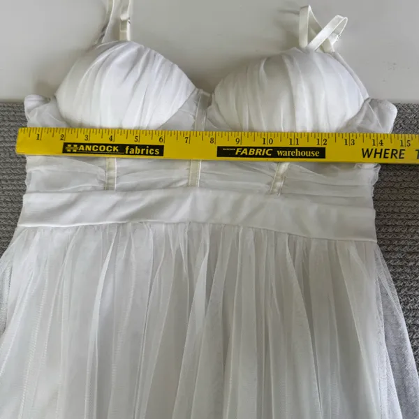 IRIS White Mesh Grecian Homecoming Dress Gown Size Medium FLAW - Image 9