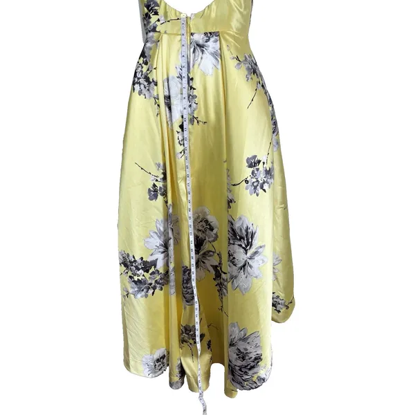 Speechless Yellow Floral High Low Dress Size 5 Spaghetti Strap Prom Formal Satin - Image 16