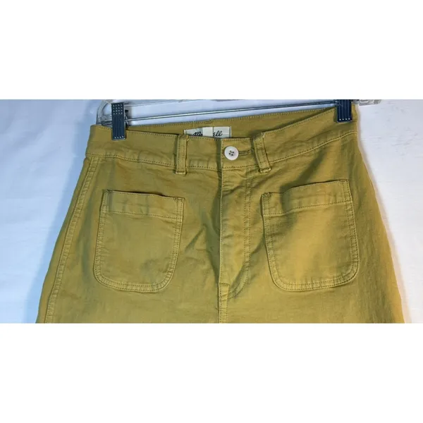 Madewell‎ Emmett Wide Leg Crop Pants Mustard Yellow High Rise Utility Size 26 - Image 3