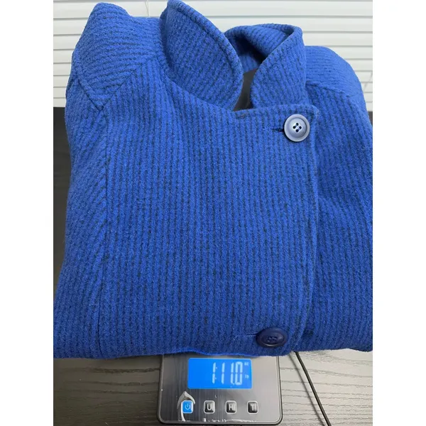 Freddi-Gail Vintage Royal Blue Chevron Wool Puff Sleeve Peacoat Preppy Academia - Image 10