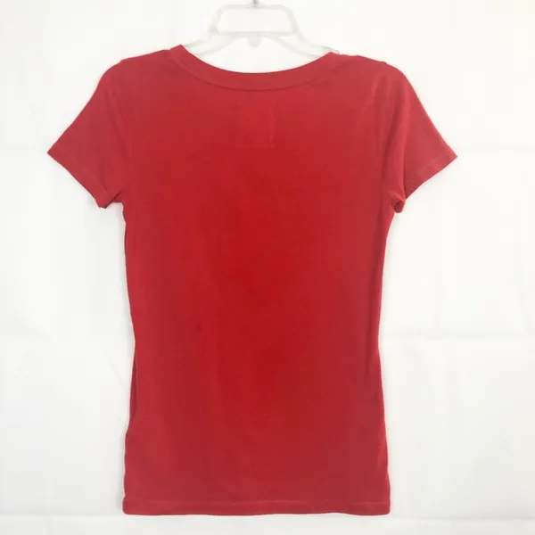 Hollister Embroidered Red Women's Tee Size M - Image 5