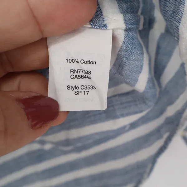 J.Crew Shirt Womens XXS Perfect Fit Blue Striped Button-Down Excellent - Image 3