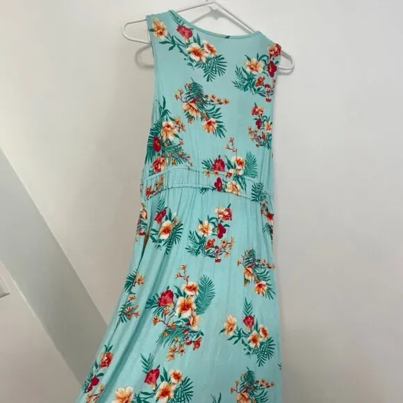 OLIVE & OAK LULUS Sleeveless Floral Maxi Dress Aqua Blue Pink Tropical Hawaiian - Image 16