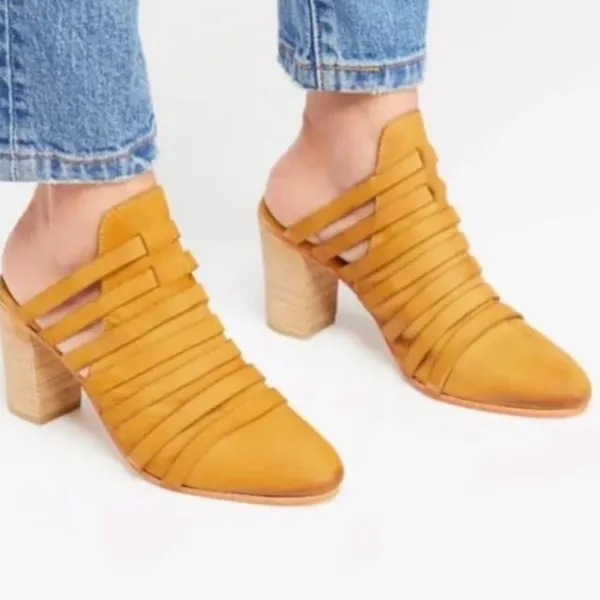 Free People Byron Strappy leather Mules size 39 8.5 heeled booties - Image 2