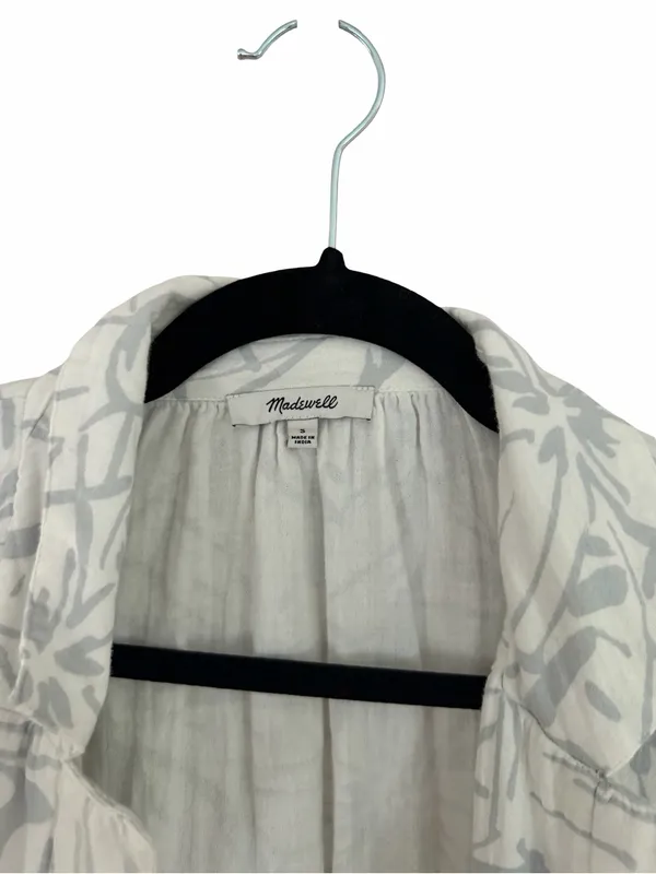 MADEWELL Lightspun Cover-Up Blue White Mini Shirtdress Sz S - Image 4
