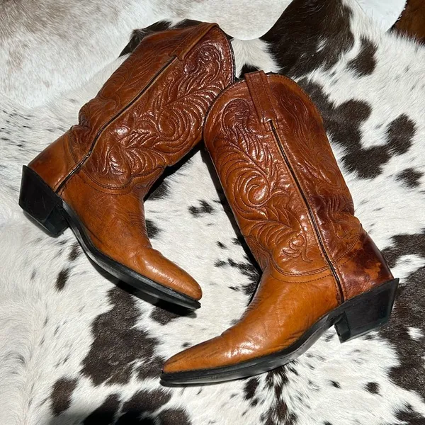 Vintage Real Leather Cowboy Boots Festival Rave Burning‎ Man T1 - Image 9
