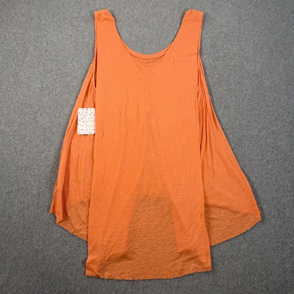 WE THE FREE Orange Trapeze High Low Tank Top Women's Small Linen Blend Flowy New - Image 6