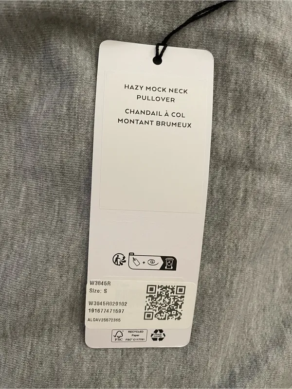 Alo Yoga NWT Hazy Mock Neck Pullover Sweatshirt Pockets Athletic Heather Grey S - Image 7