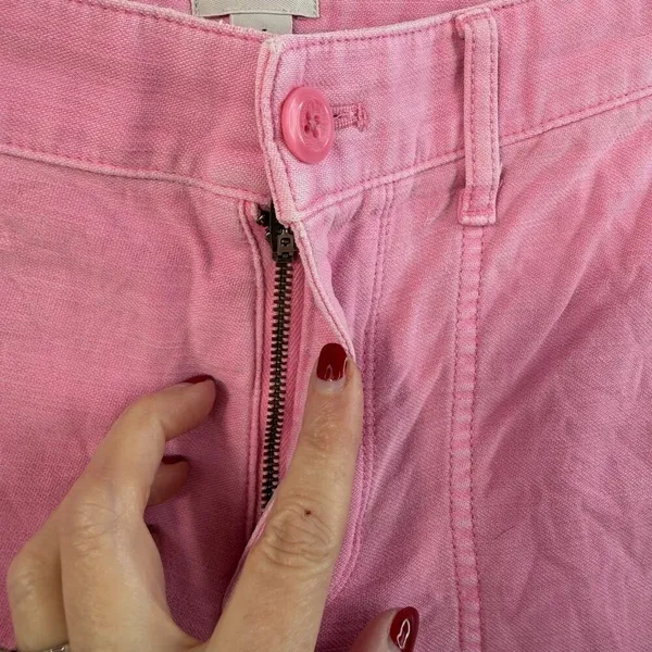 J. Crew Sz 4 Garment Dyed Foundry Pants Straight Leg Cotton Pink AP392 Woman's‎ - Image 5