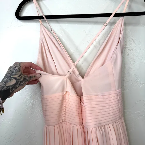 Lulus Love Me To The Moon Light Pink Pleated Criss-Cross Open Back Midi Dress XS - Image 8