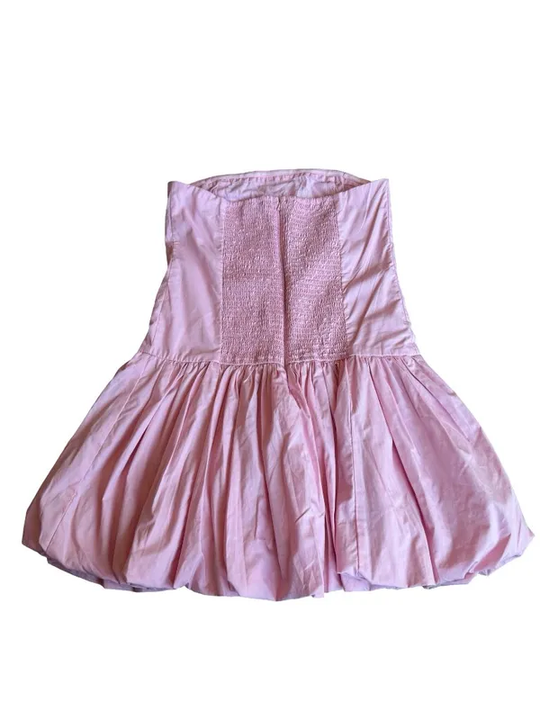 Abercrombie & Fitch Pink Bubble Hem Mini Dress Strapless Barbie Size Large NWT - Image 7