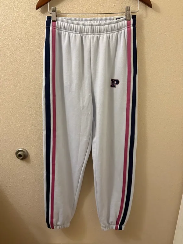 Victoria's Secret PINK Hydrangea Blue Cuffed Fleece Jogger size XS NWT - Image 3