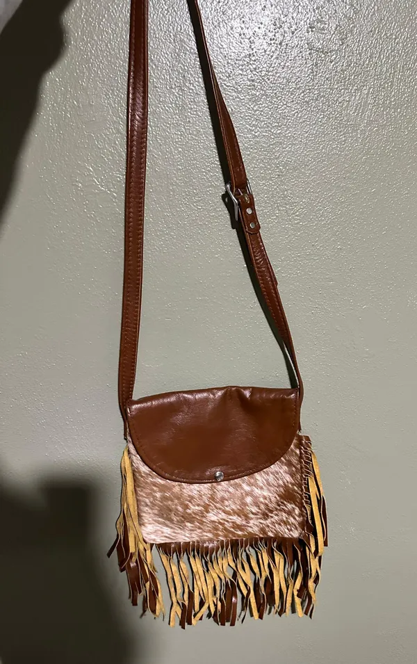 W + C Fringe Cowhide Crossbody Purse - Image 2