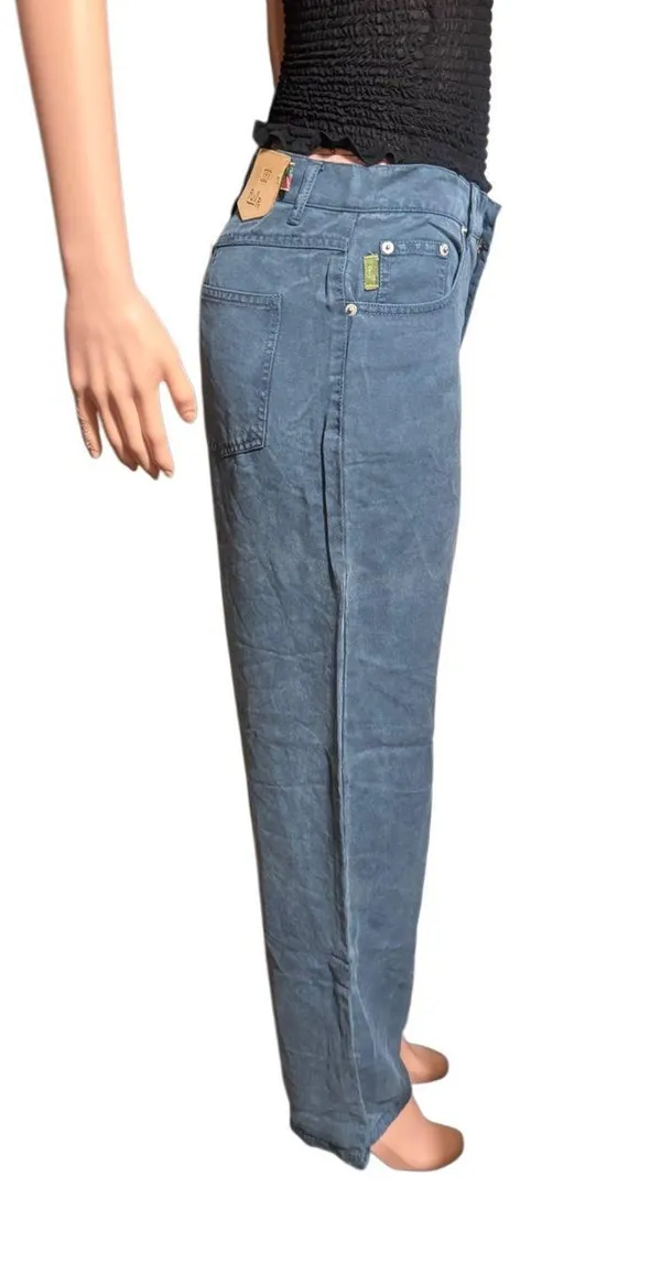 Pulp stovepipe jean high-waisted tencel teal pants M/8 - Image 3