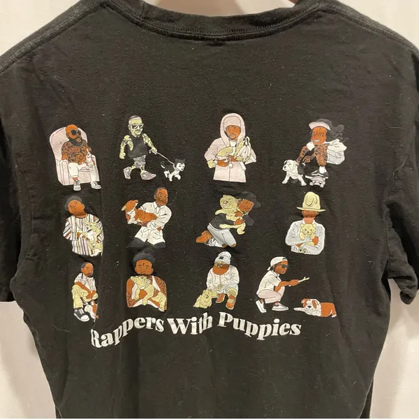 Dog Limited Rappers with Puppies black short sleeve t-shirt cotton trivia fun - Image 6