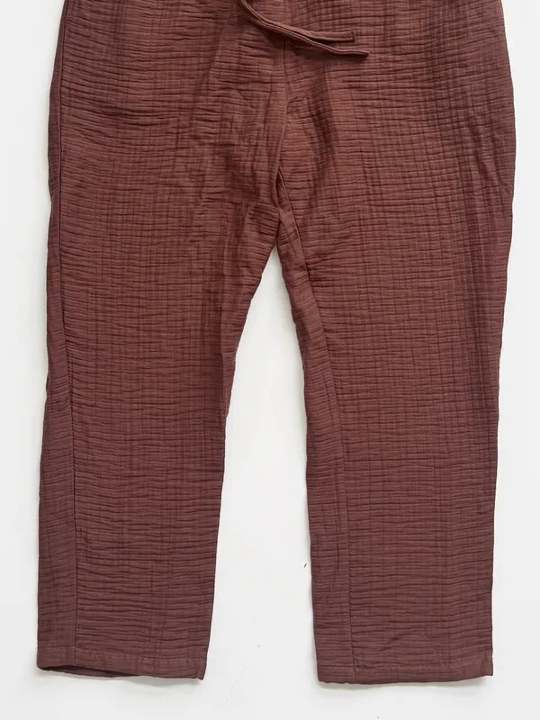 Zara Gauze Textured Brown Slouchy Pants Size Large - Image 3