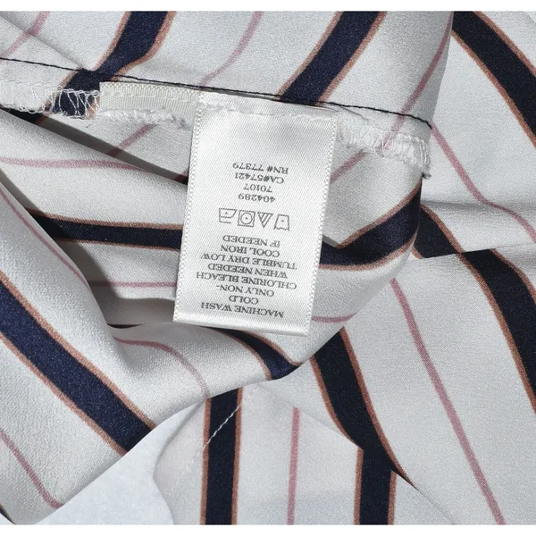 Ann Taylor Short Sleeve White Blouse and Black Stripes Size Small - Image 6