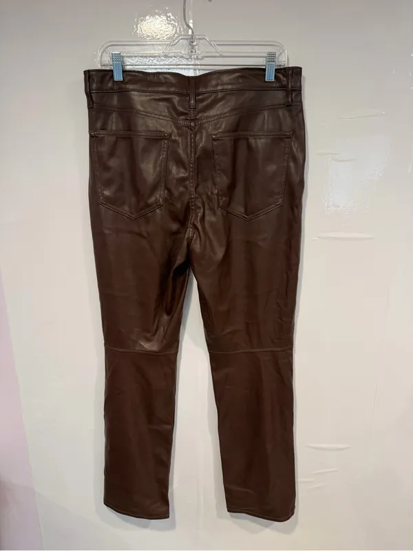 Gap Brown Faux‎ Leather Straight Leg Pants - Image 3