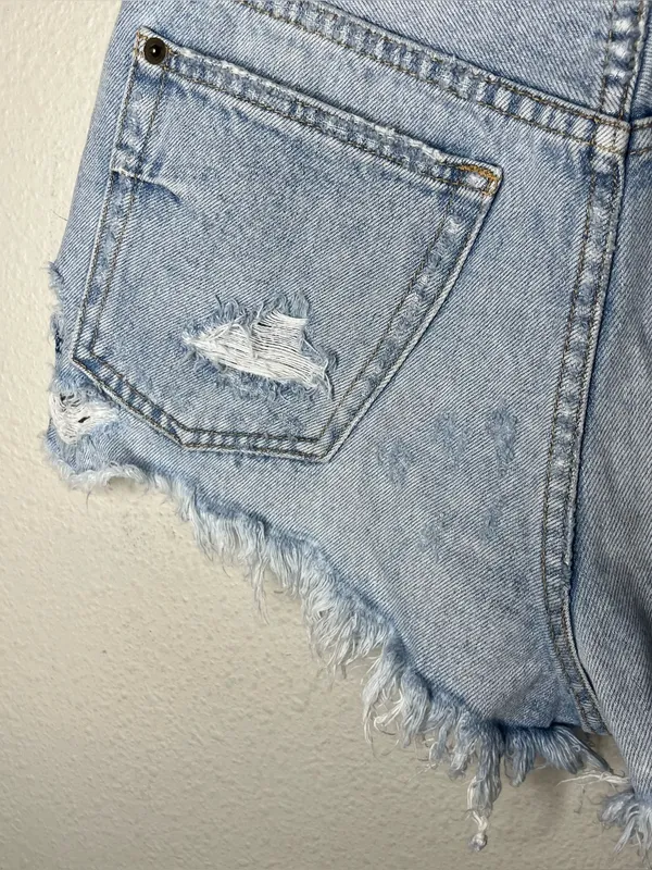 Ksubi Tongue n Cheek Messed Up Sashiko Embroidered Cut Off Denim Short Shorts - Image 8