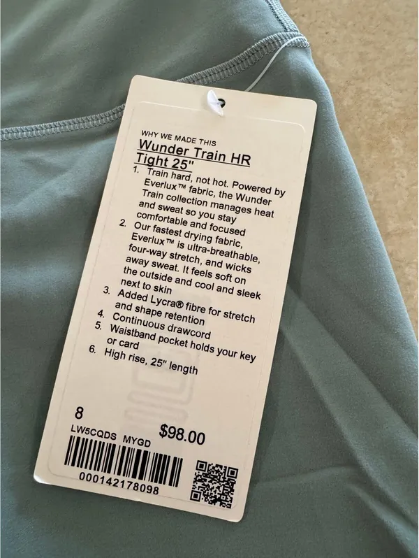 Lululemon Wunder Train High Rise 25” Misty Glade Size 8 NWT - Image 4
