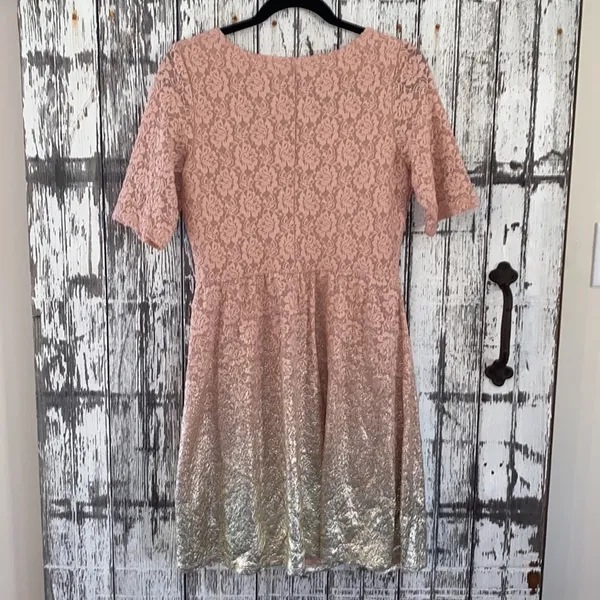 Maison Jules pink & gold lace fit and flare dress - Image 6