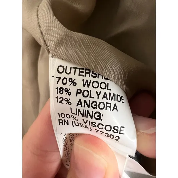 Zara Taupe Brown Single Breasted Wool Blend Over Coat Size Small - Image 8