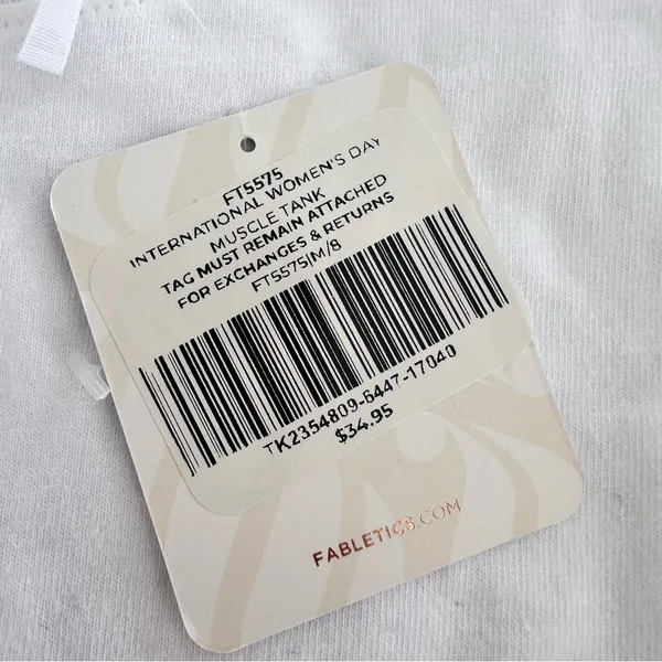 NWT Fabletics White Tank Top with Purple Graphic “STRONG AF WOMAN” - Image 4