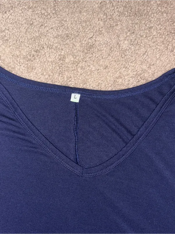 Women's V-Neck Long Sleeve Navy Dress Size: L - Image 2