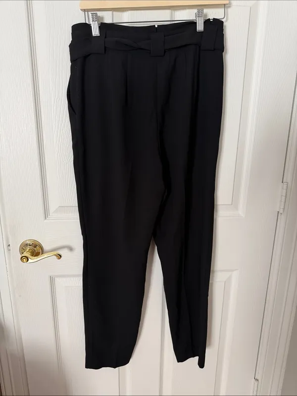 Express Black Paperbag Waist Dress Pants high rise ankle size 6 - Image 3