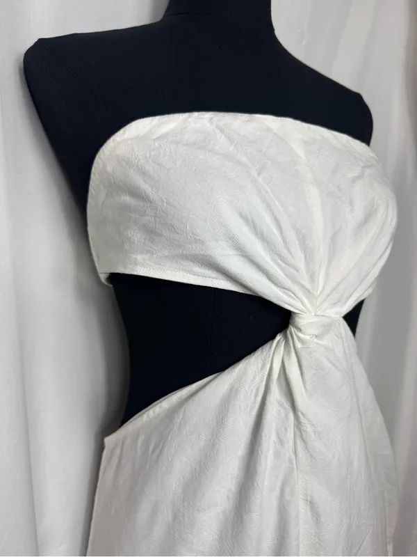 Strapless White Twist-Front party fit wedding Cutout Midi Dress vacation Large - Image 7
