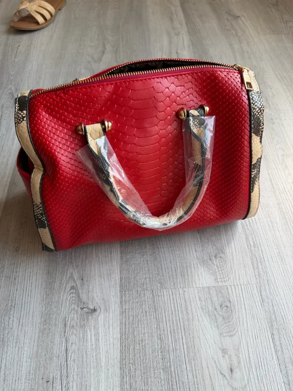 Red satchel bag - Image 6