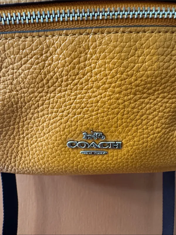 Coach Mini Pebbled Leather Backpack Mustard Yellow / Honey –good Condition - Image 2