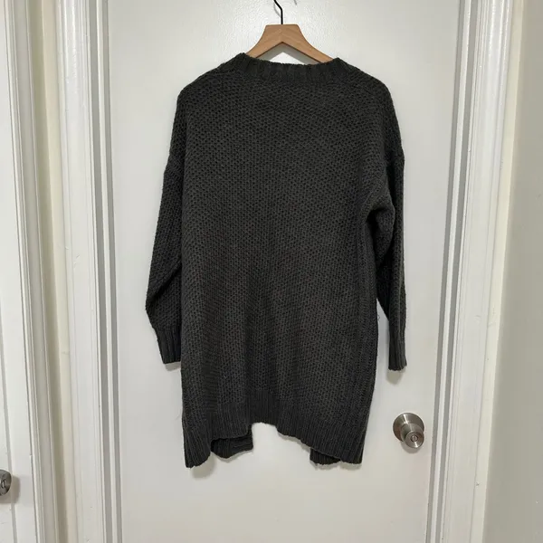 In Loom | Woman's Dark Green Cozy Waffle Knit Oversized‎ Cardigan Sweater, S/M - Image 2