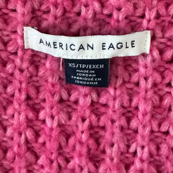 American Eagle AEO Pink V Neck Sweater Waffle Weave XS Boxy Oversized - Image 4