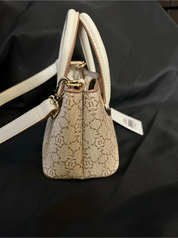Nanette Lepore Almond Logo Junyper Mini Satchel Cream Handles & Strap NWT - Image 10