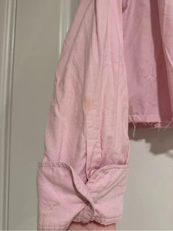Zara Pink Cropped Button Down Shirt XS - Image 3