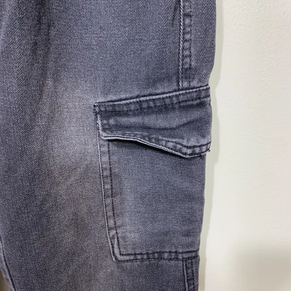 Unbranded Cargo Flare Jeans Womens 27 Washed Black High Rise‎ Wide Leg Utility - Image 4