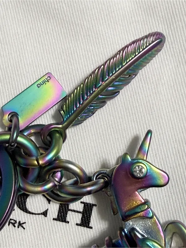 Coach, 3D, oil slick, Iridescent Unicorn, Keychain/fob RARE! - Image 12