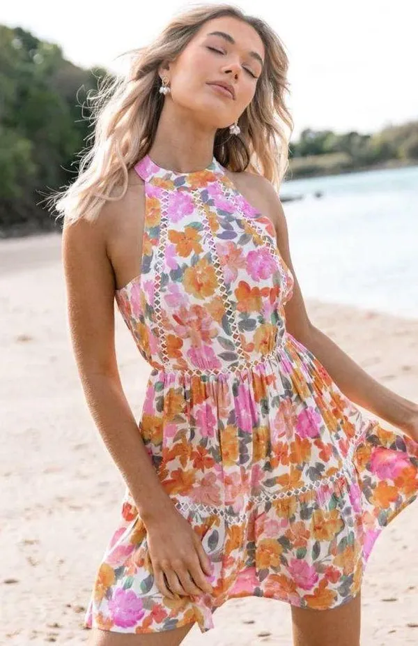 Petal & Pup Raffael High Neck Open Back Mini Dress Medium - Image 7