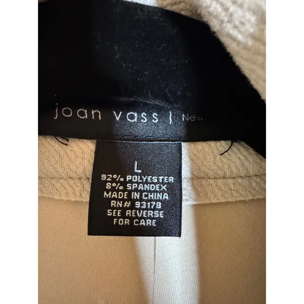 New! Joan Vass Faux‎ Leather Open Front Drape Collar Coat L - Image 8