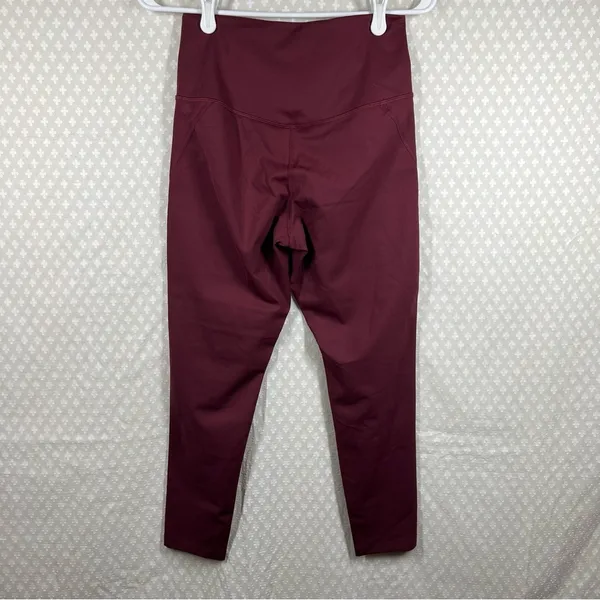 Girlfriend Collective‎ Women Leggings Sz M Maroon High Rise Activewear Workout - Image 4