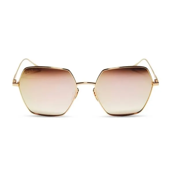 DIFF Harlowe Gold Taupe Flash Geometric Sunglasses New With Case - Image 2