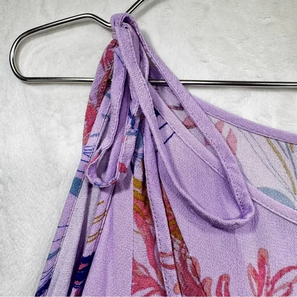 Free People Lavender Boho Tunic Open Shoulder Tie Bell Sleeves Gauzy Flowy Fairy - Image 3