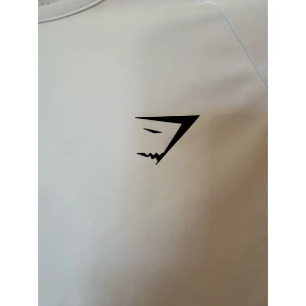Gymshark Long Sleeve Training Crop Top Crew Neck Slim Fit White Women's Small - Image 6
